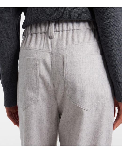 Brunello Cucinelli White Monili Wool Tapered Pants