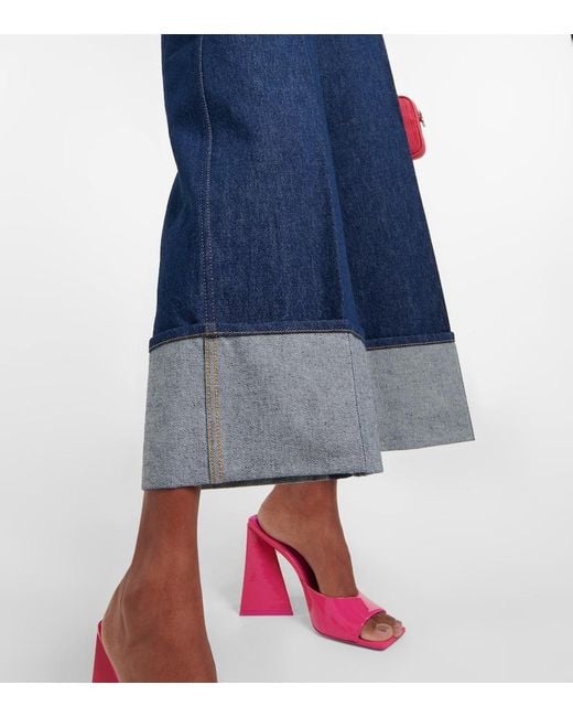 Patou Blue Mid-rise Wide-leg Jeans