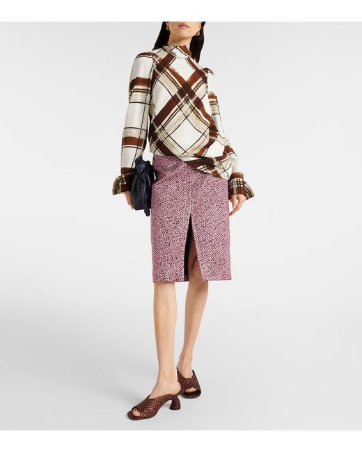 Dries Van Noten Brown Checked Top