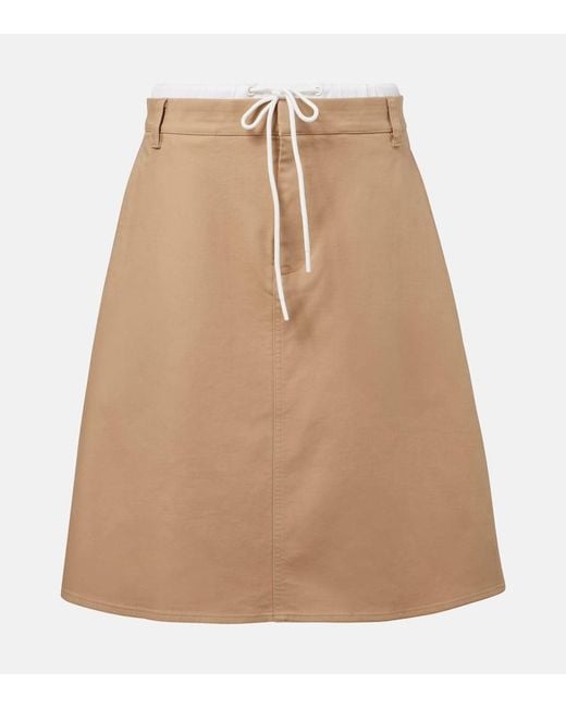 Vince Natural Layered Cotton Twill Midi Skirt