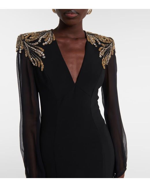 Jenny Packham Black Mercury Embellished Gown
