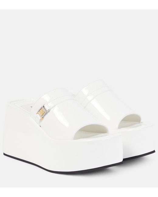 NODALETO White Bulla Yelena Leather Platform Slides