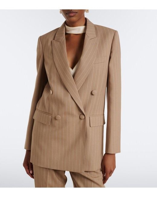Valentino Brown Pinstripe Virgin Wool Double-Breasted Blazer