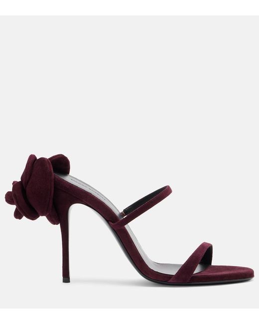 Magda Butrym Multicolor Floral-Applique Suede Mules