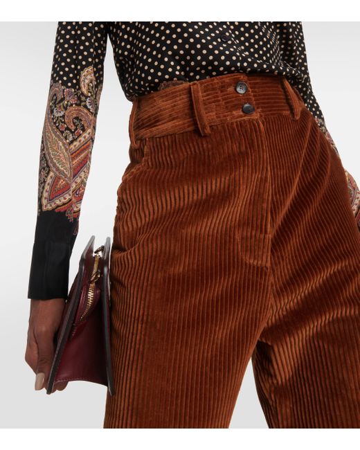 Pantalon ample en velours cotele de coton Etro en coloris Brown