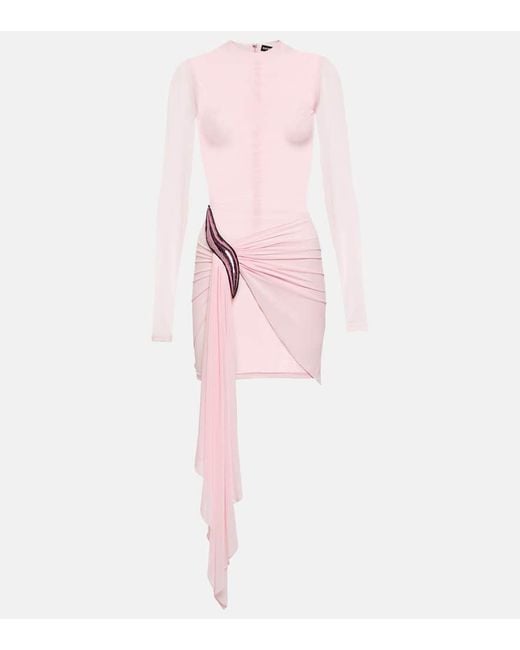 Vestido corto drapeado asimetrico David Koma de color Pink