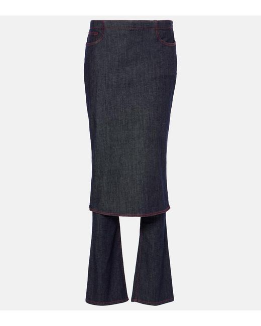 Alaïa Blue Denim Skirt Pants