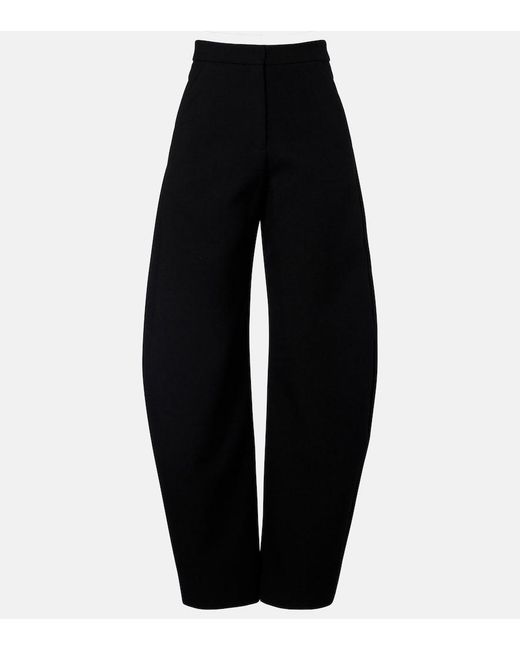 Alaïa Black Wool-Blend Barrel-Leg Pants