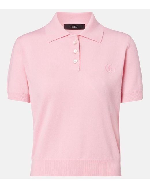 Gucci Pink Double G Wool Polo Shirt