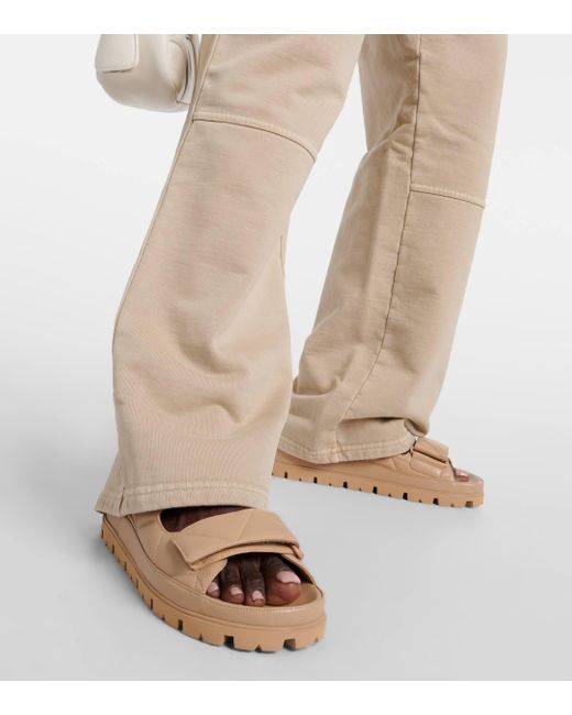Prada Brown Fussbett Quilted Leather Sandals