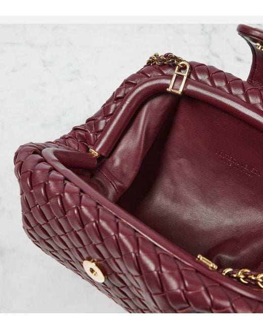 Bottega Veneta Red Lauren 1980 Small Intrecciato Leather Clutch