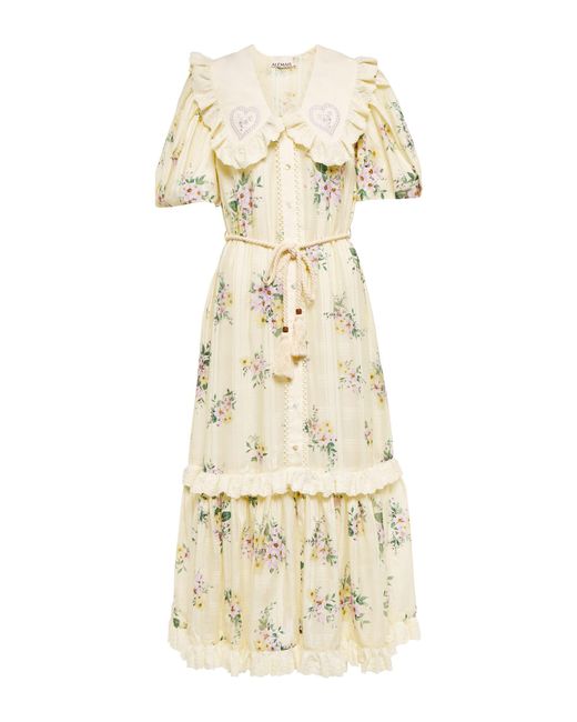 ALÉMAIS Cotton Margot Floral Midi Dress in Cream (Natural) | Lyst