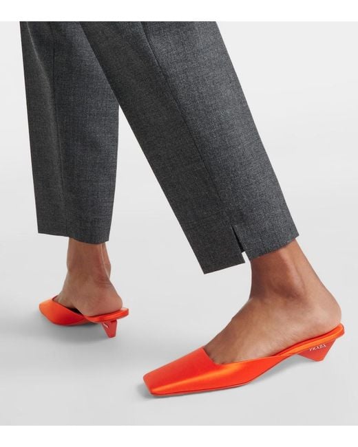 Prada Red Satin Mules