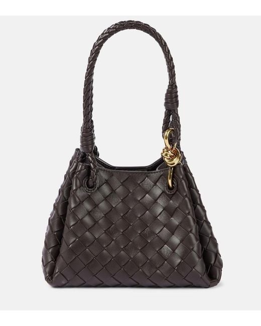 Bottega Veneta Black Parachute Small Intrecciato Leather Shoulder Bag
