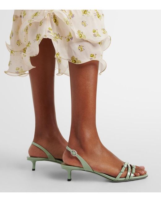 Jimmy Choo Green Kaira Patent Leather Slingback Sandals