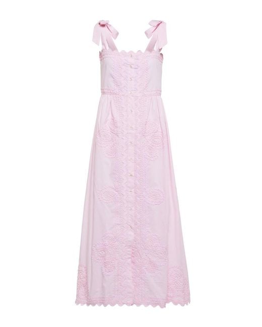 Juliet Dunn Pink Self-Tie Cotton Poplin Midi Dress