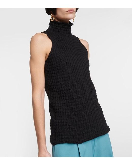 Jil Sander Black Frayed Cotton Top