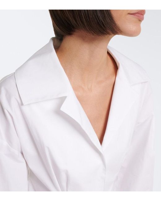 Carolina Herrera White Cotton-Blend Poplin Shirt