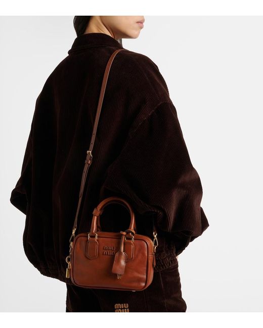 Miu Miu Brown Arcadie Small Leather Tote Bag