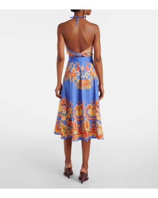 Jupe Midi Imprimee En Coton Etro en coloris Blue
