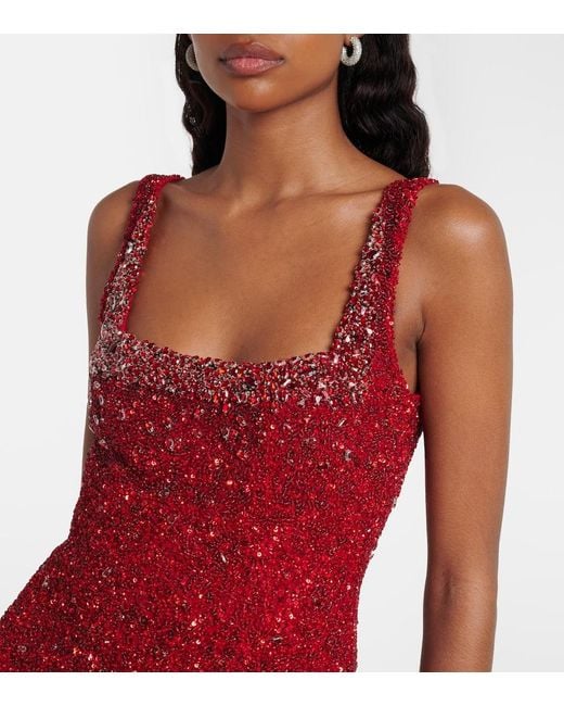 Rachel Gilbert Red Kaity Embellished Minidress