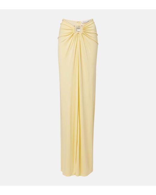 Christopher Esber Metallic Bezel Quartz Gathered Jersey Maxi Skirt