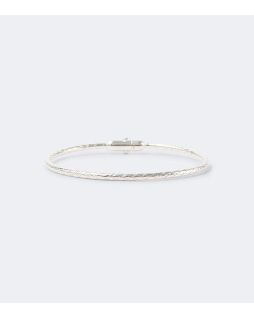 Bottega Veneta White Intreccio Sterling Bracelet for men