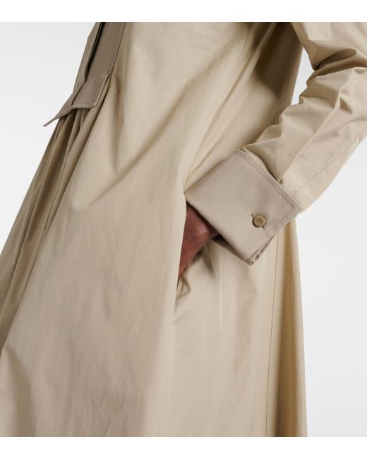 Robe longue plissee en coton Max Mara en coloris Natural