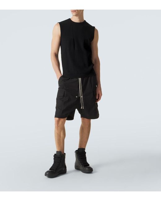 Rick Owens Black Ribbed-Knit Virgin Wool Tank Top for men