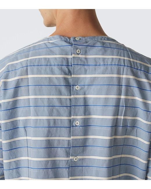 Prada Blue Striped Cotton Twill Shirt for men