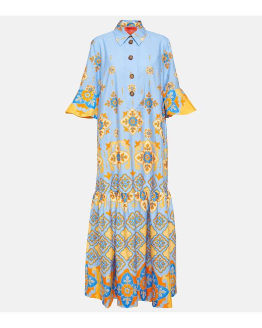 Robe longue Artemis imprimee en coton LaDoubleJ en coloris Blue