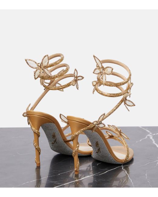 Rene Caovilla Metallic Margot Butterfly-embellished Satin Heeled Sandals