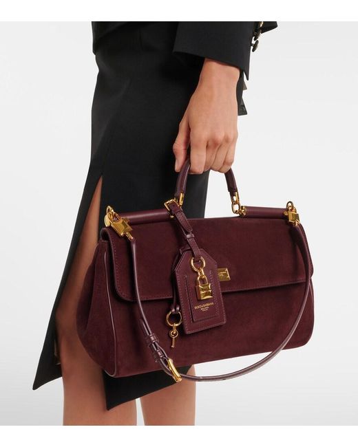 Dolce & Gabbana Purple Sicily Medium Suede Top-Handle Bag