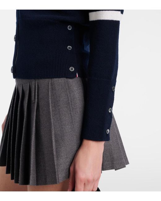 Thom Browne Blue 4-Bar Intarsia Virgin Wool Cardigan