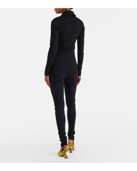 The Attico Blue High-Rise Cotton Jersey Stirrup Leggings