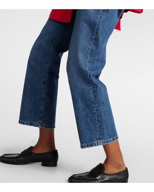 The Row Blue Mid-Rise Straight Cropped Jeans Lesley