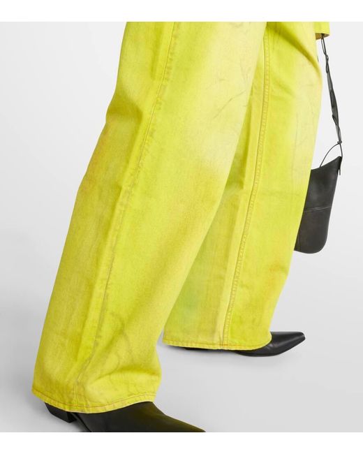 Acne Yellow Low-Rise Wide-Leg Jeans