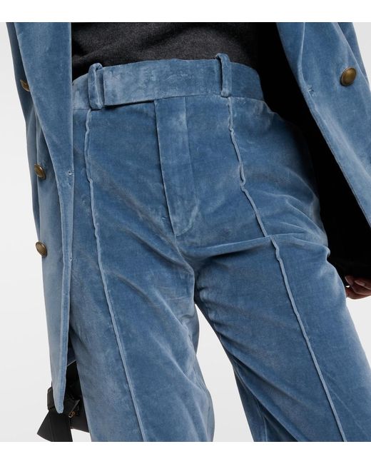 FRAME Blue The Slim Stacked Velvet Pants