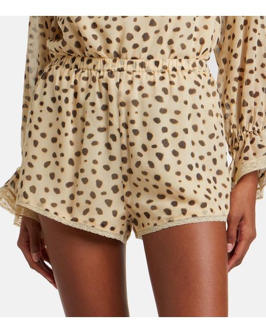Posse Natural Priscilla Leopard-Print Silk Shorts