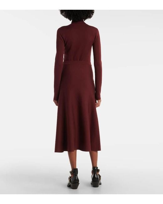 Gabriela Hearst Purple Freddie Wool, Cashmere, And Silk Midi Skirt