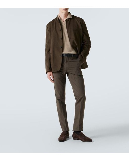 Loro Piana Gray Carlo Cotton-Blend Chinos for men