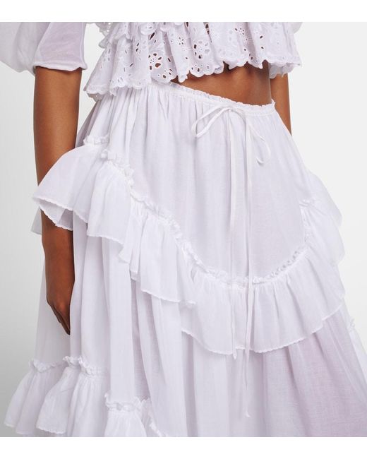 Chloé White Cotton Midi Skirt