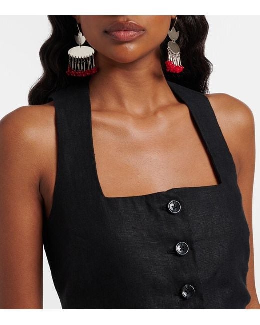 Faithfull The Brand Black Jaques Linen Minidress