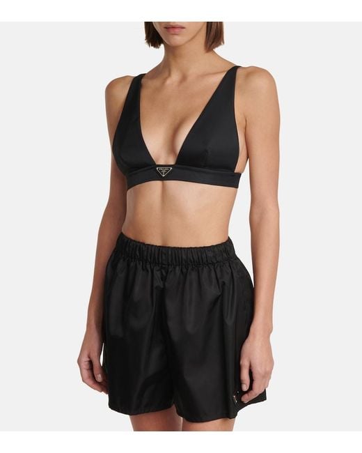 Prada Black Bralette De Re-nylon