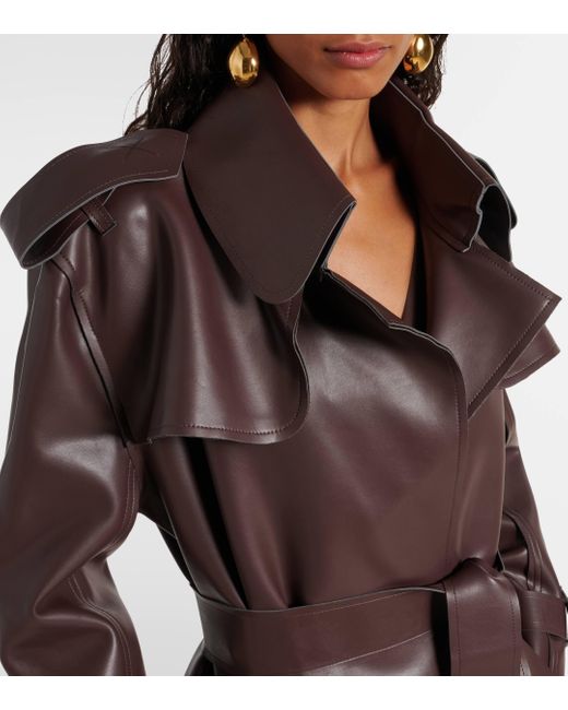 Norma Kamali Brown Faux Leather Trench Coat