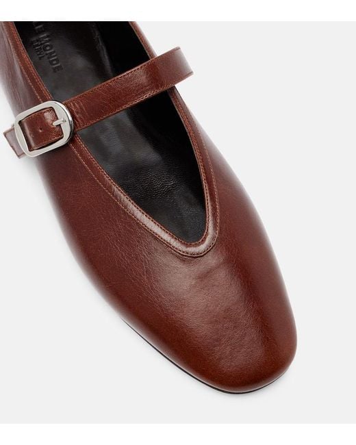 Le Monde Beryl Brown Stella Leather Mary Jane Flats