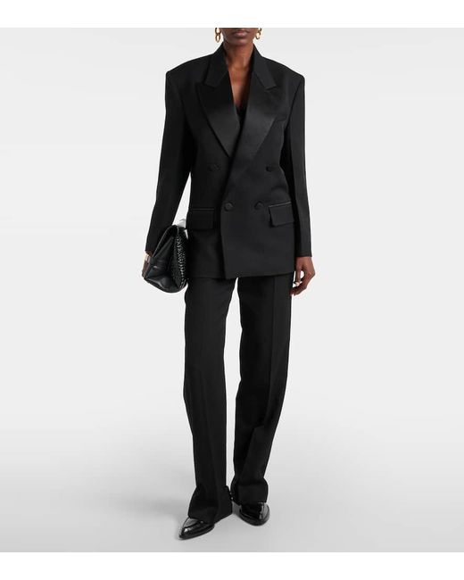 Victoria Beckham Black High-rise Wool-blend Straight Pants