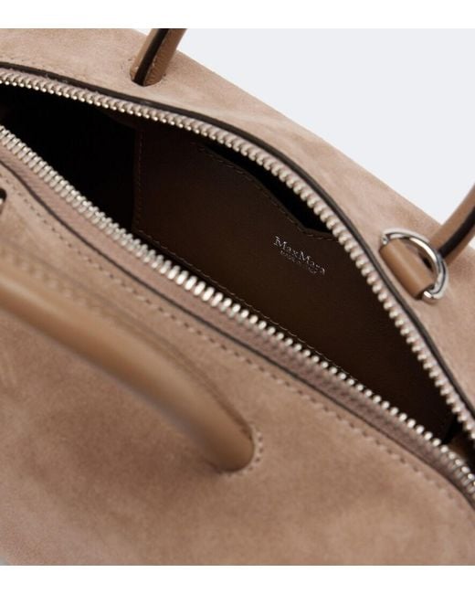 Max Mara Brown Small Suede Top-Handle Bag