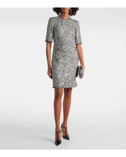 Dolce & Gabbana Gray Minikleid Dg Aus Boucle