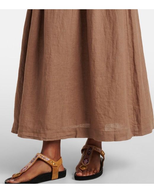 Velvet Brown Linda Linen Maxi Skirt